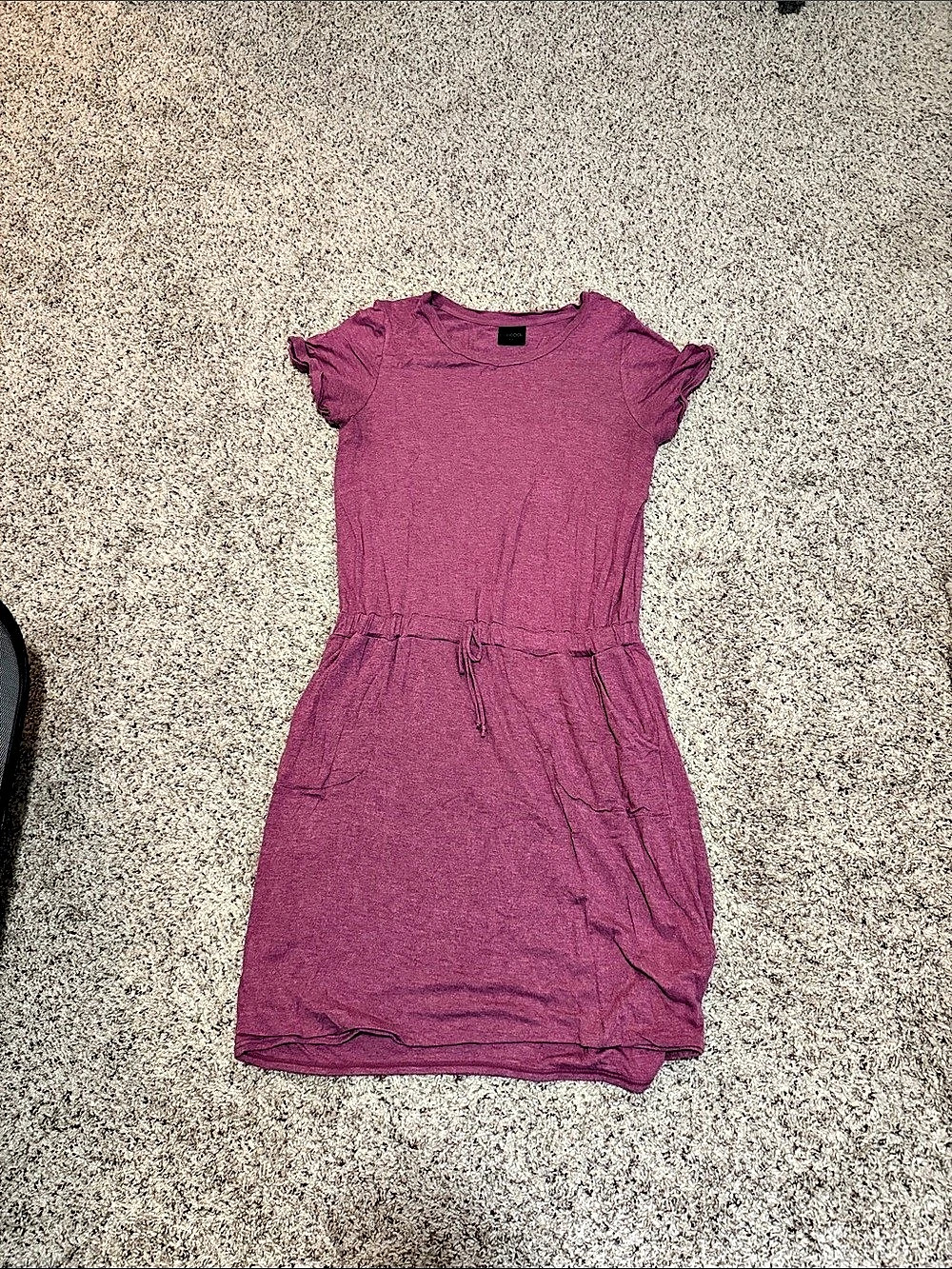 32 Degrees Cool Short Sleeve faux Drawstring Waist Pocket Dress Pink